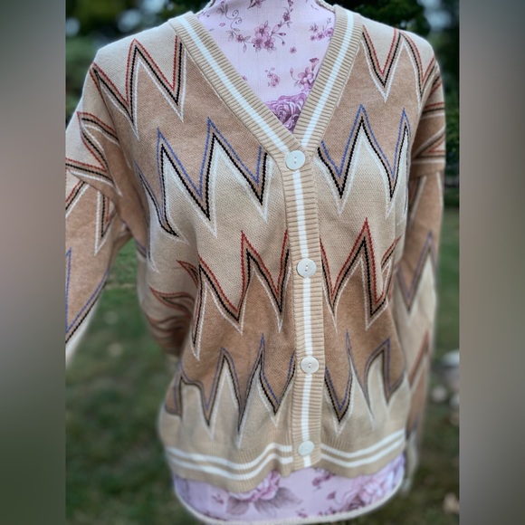 Minnie Rose Viscose Blend Chevron Cardigan Multi Color (read description) - Picture 6 of 15